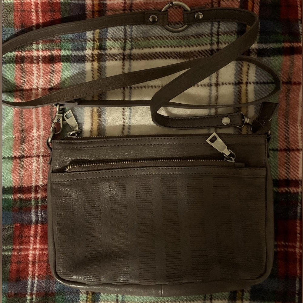 NWOT Rehard Italy 100% Italian Pebbled Leather Brown Crossbody Bag